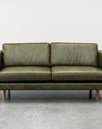 Hamptons 3 seat sofa in evergreen leather