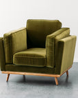 Aria Armchair in olive cotton velvet