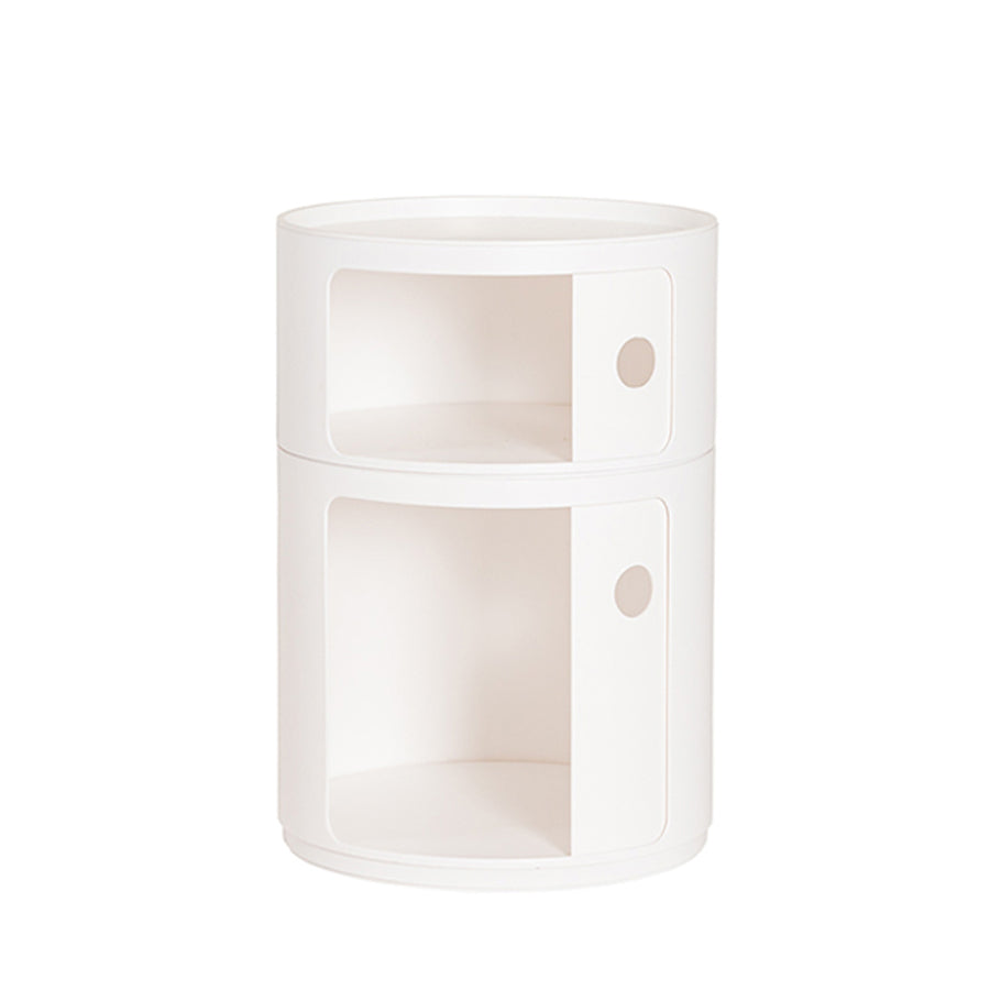 Barrel side table in white