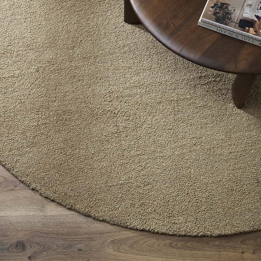 Dorset round rug in biscuit