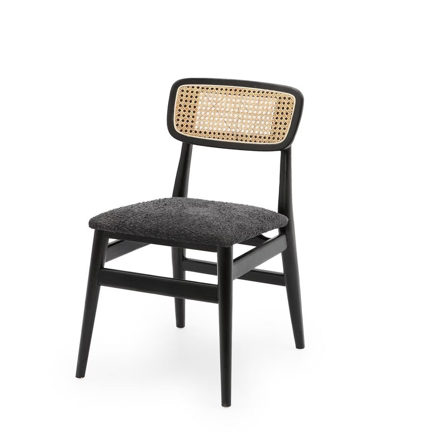 Boston elm dining chair in black boucle