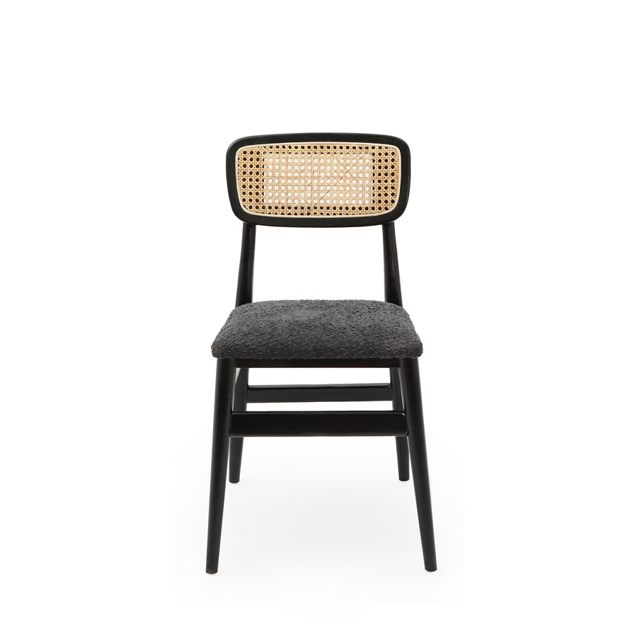 Boston elm dining chair in black boucle