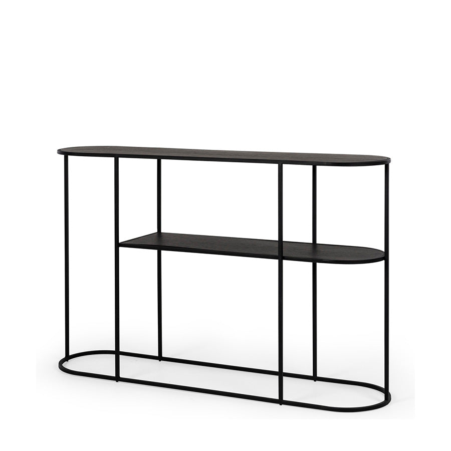 Deco console table in black oak