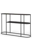 Deco console table in black oak