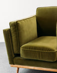 Aria Armchair in olive cotton velvet