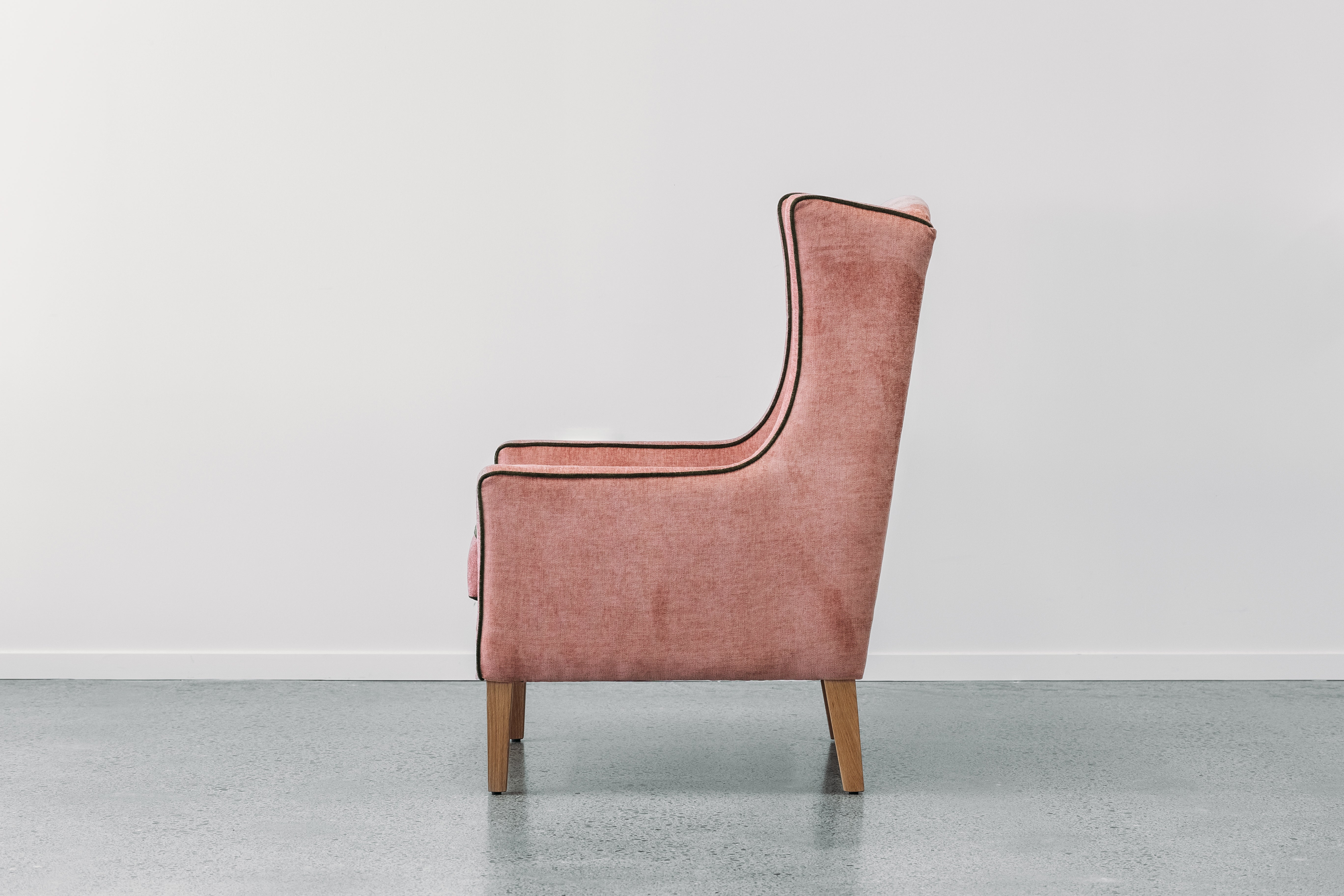 Partridge armchair in magma blush & grass