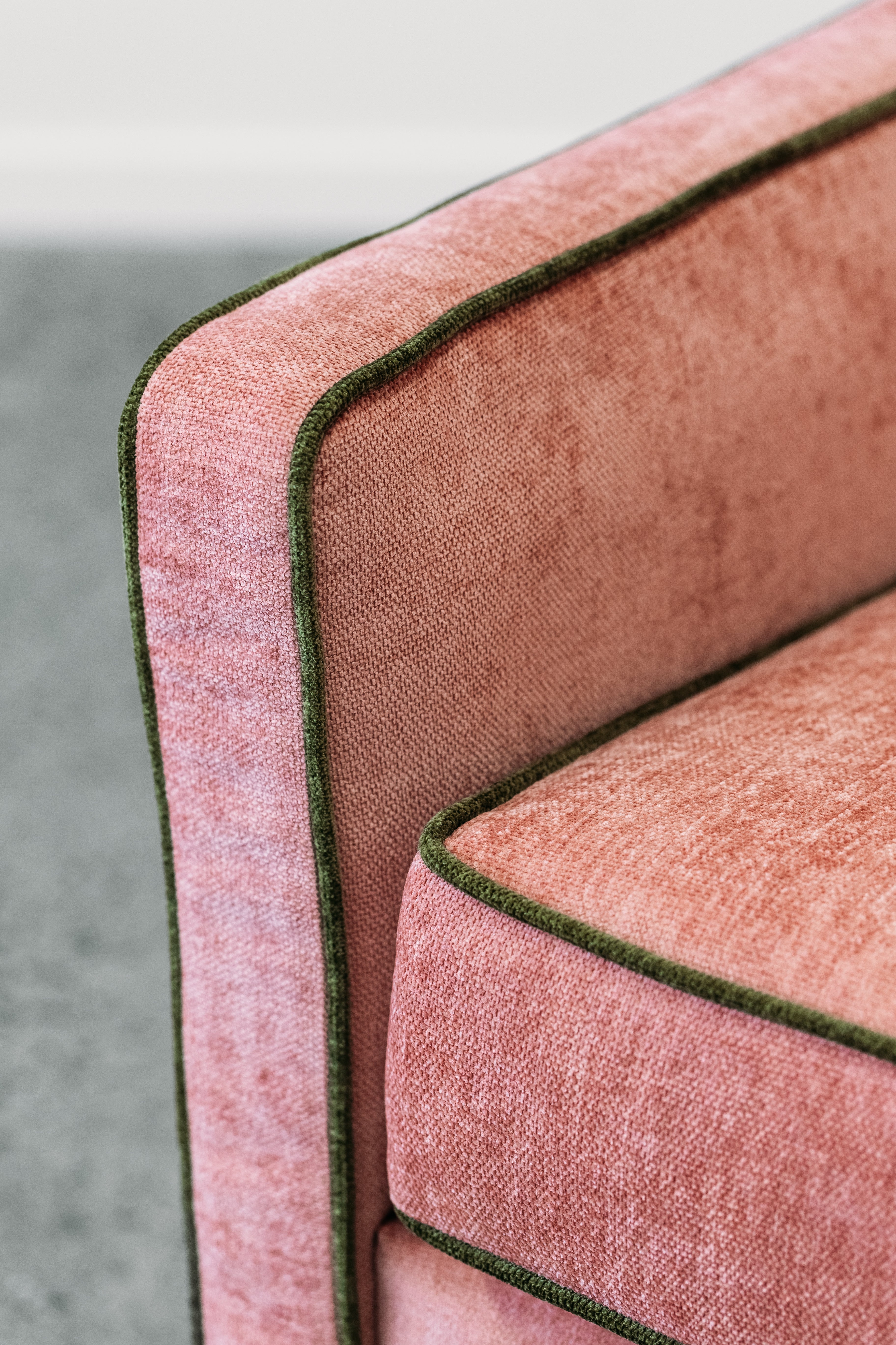 Partridge armchair in magma blush & grass