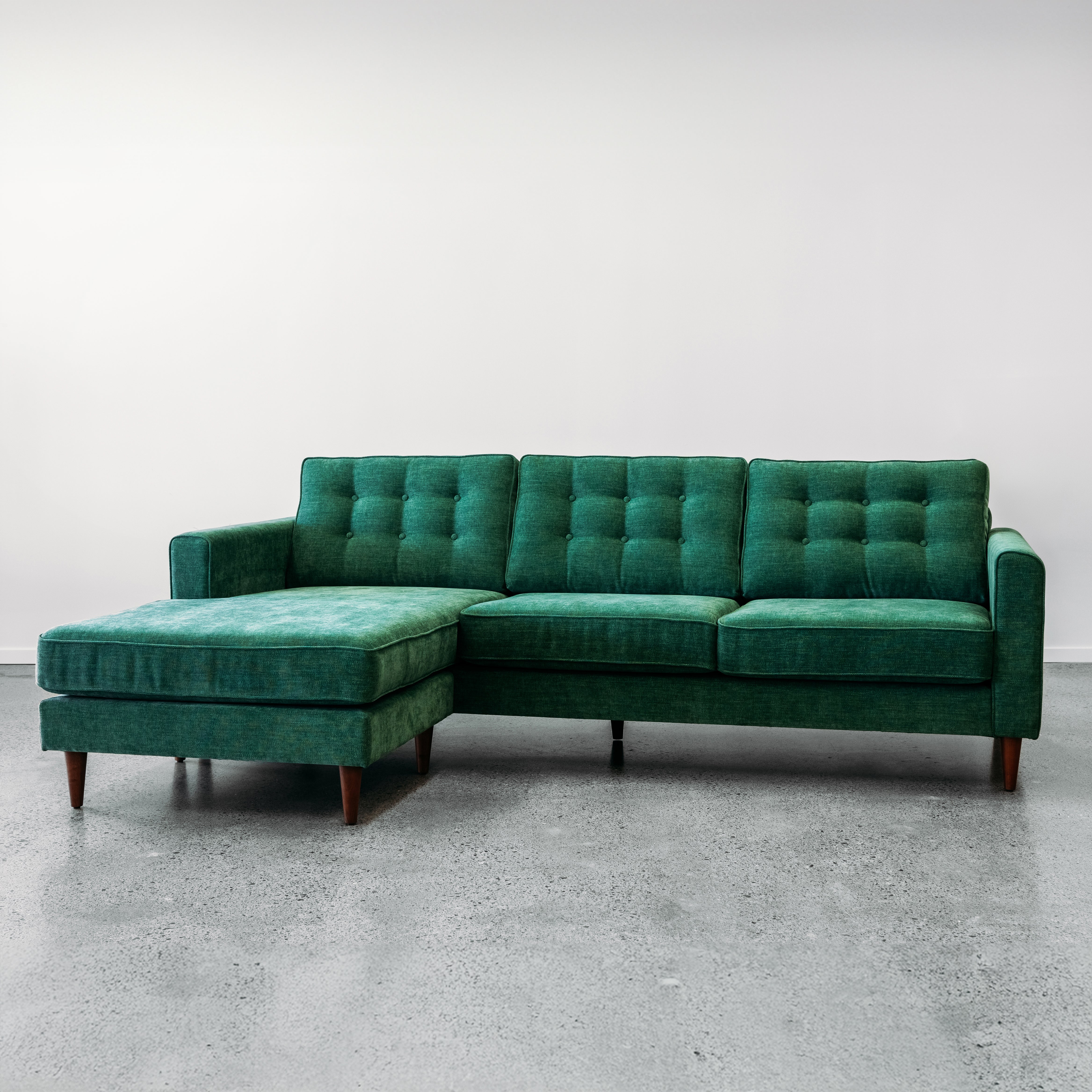 Tango sofa with reversible chaise in copeland greenstone