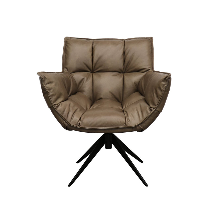 Dallas swivel armchair in brown leather