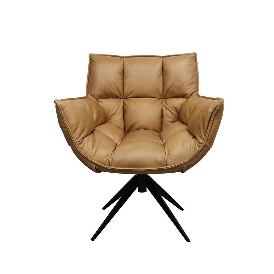 Dallas swivel armchair in tan leather