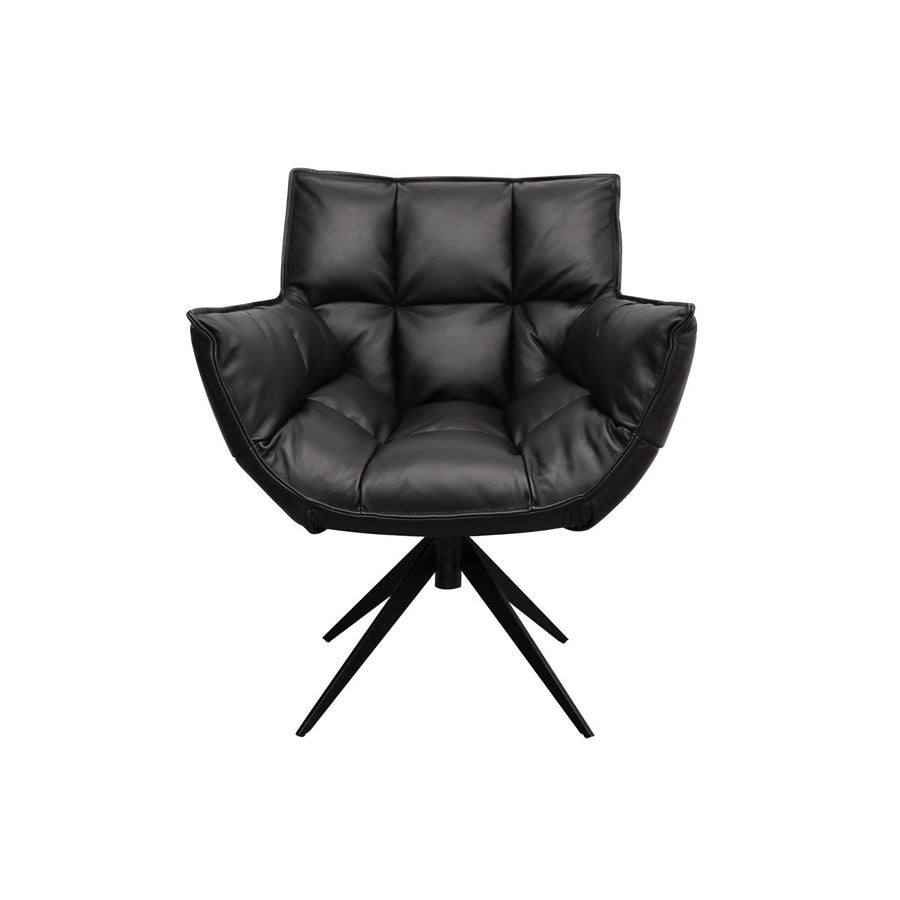 Dallas swivel armchair in black leather 