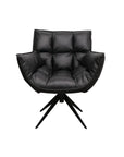 Dallas swivel armchair in black leather 