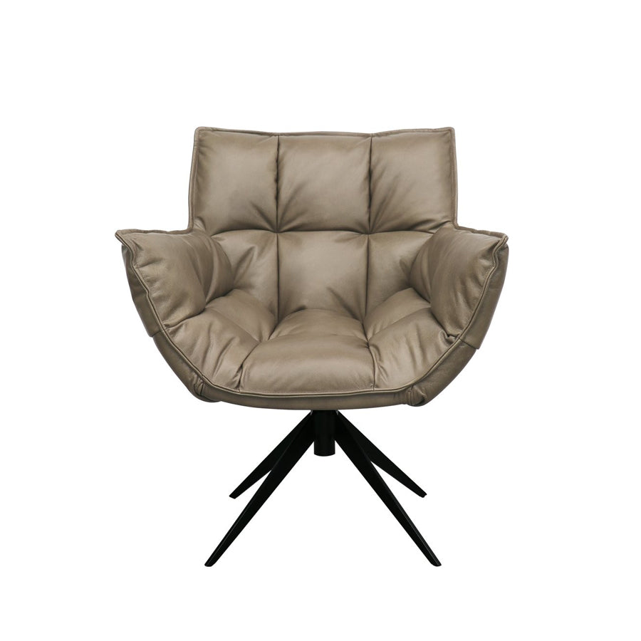 Dallas swivel armchair in beige leather