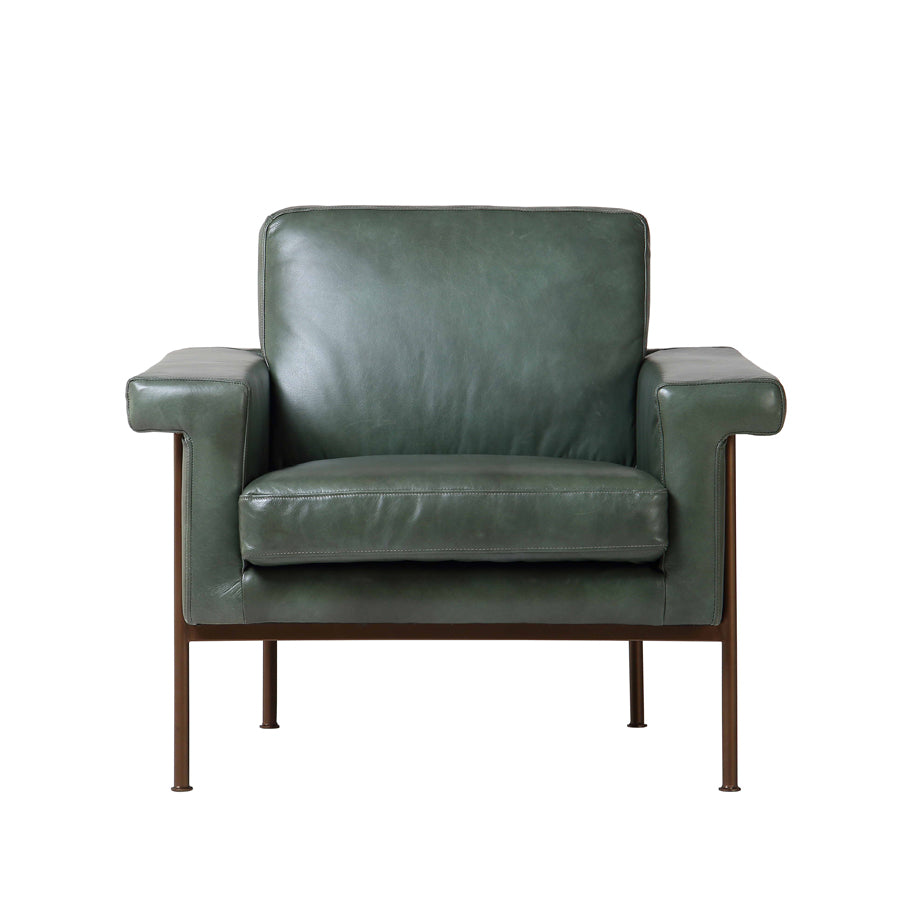 Monte Carlo leather armchair in green 