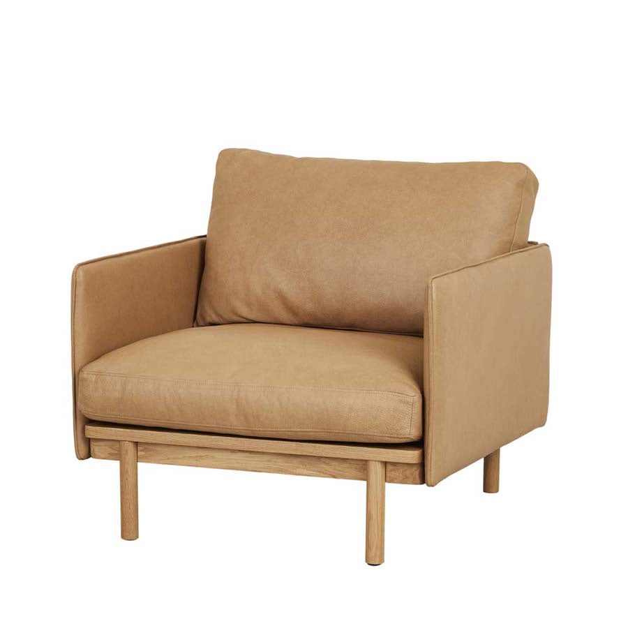 Hay armchair in camel leather