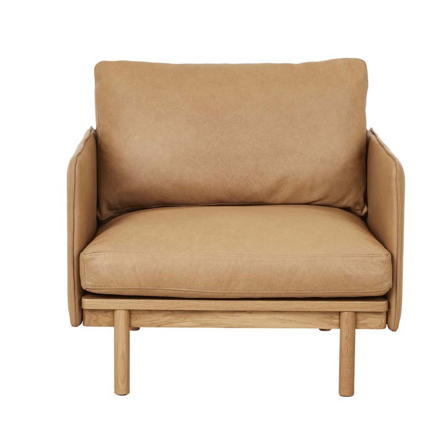 Hay armchair in camel leather