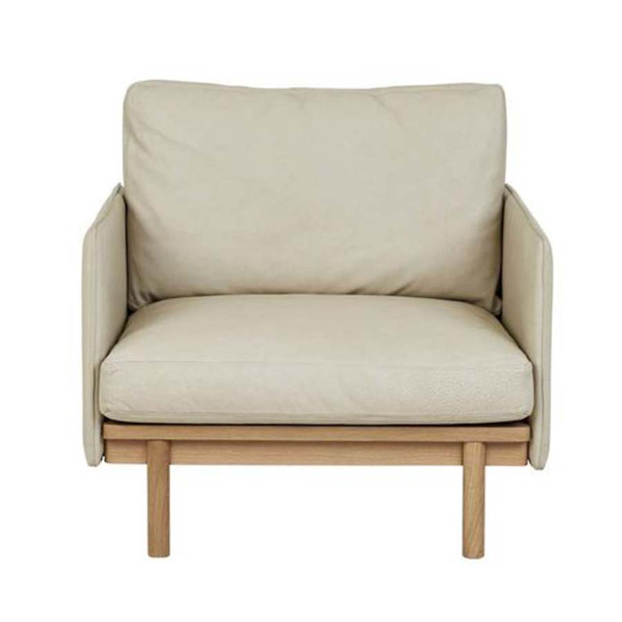 Hay armchair in limestone leather