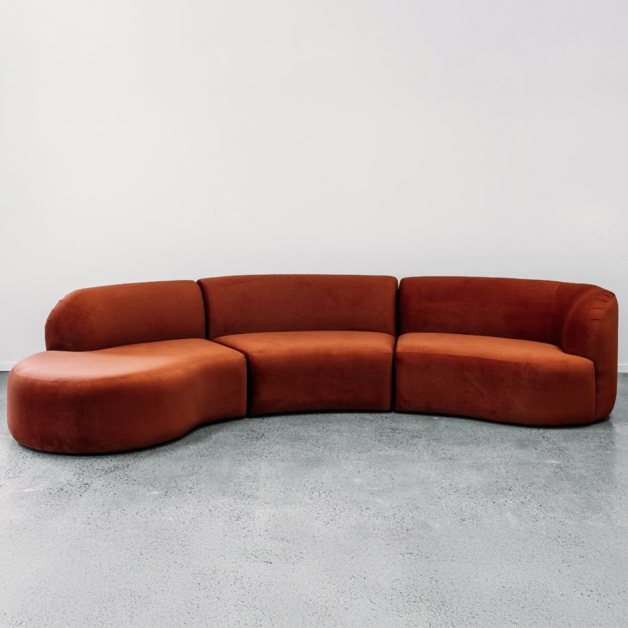 Hendricks Modular curved sofa in ankara terracotta