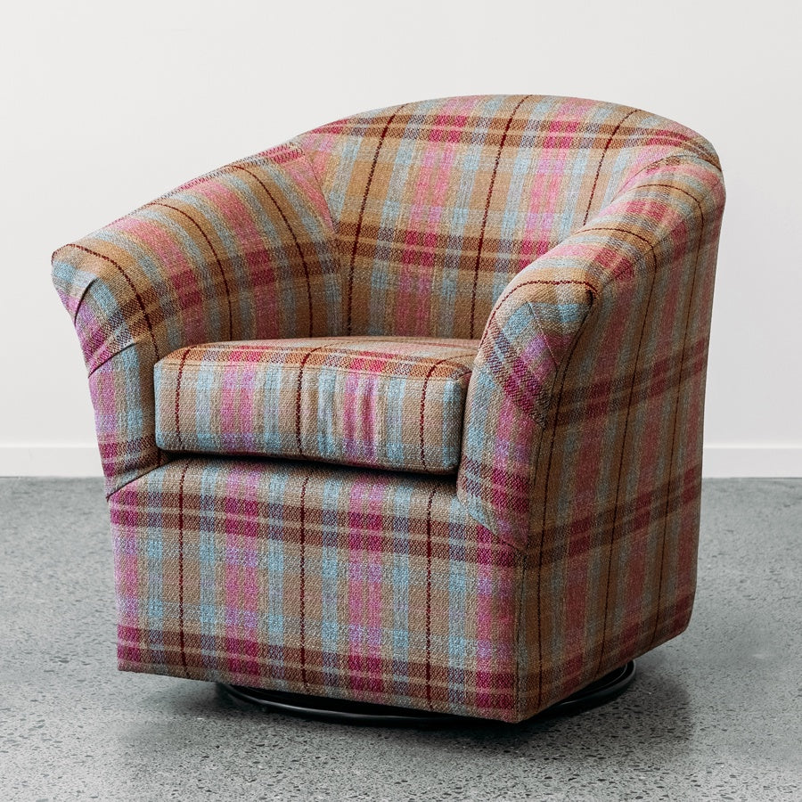 Kendal swivel tub armchair in highlands rouge