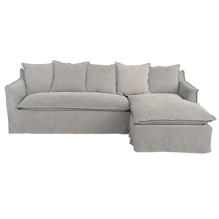 Miami slip cover sofa with reversible chaise - grey