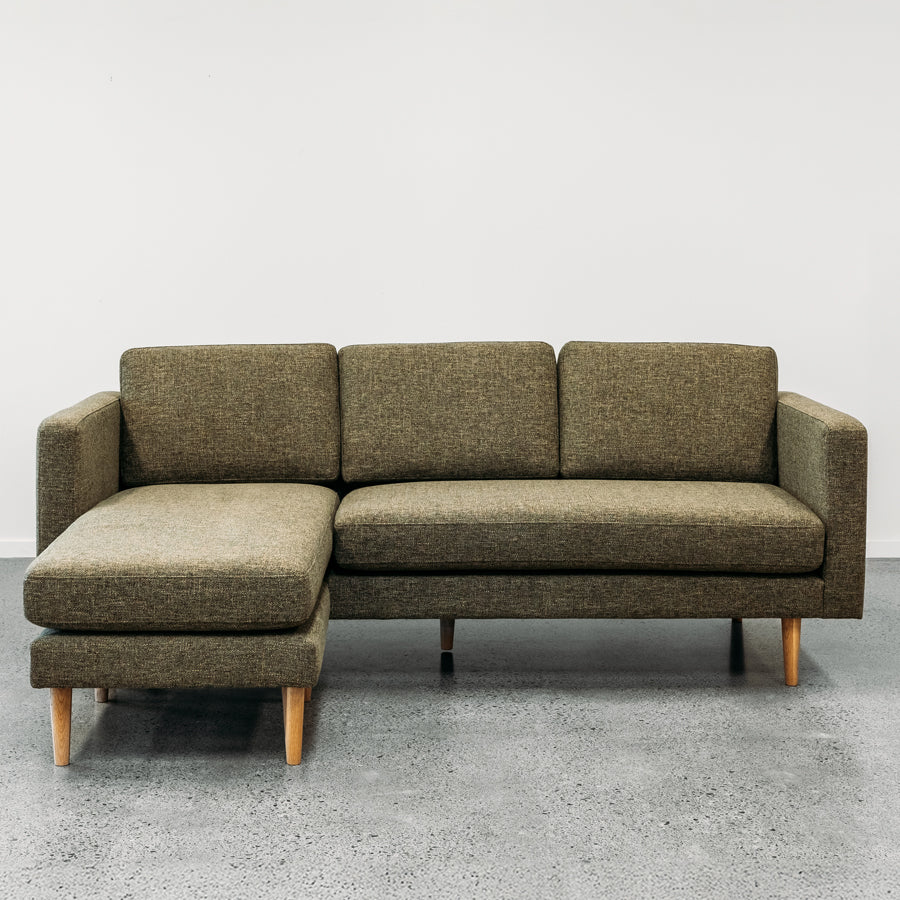 Hamptons 3 seat sofa & chaise in moss