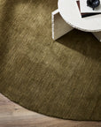 Sandringham round wool rug in moss 