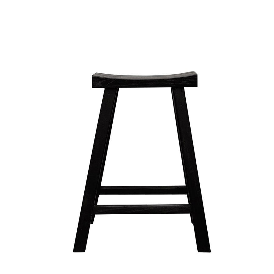 Parq barstool in black crafted from vintage elm