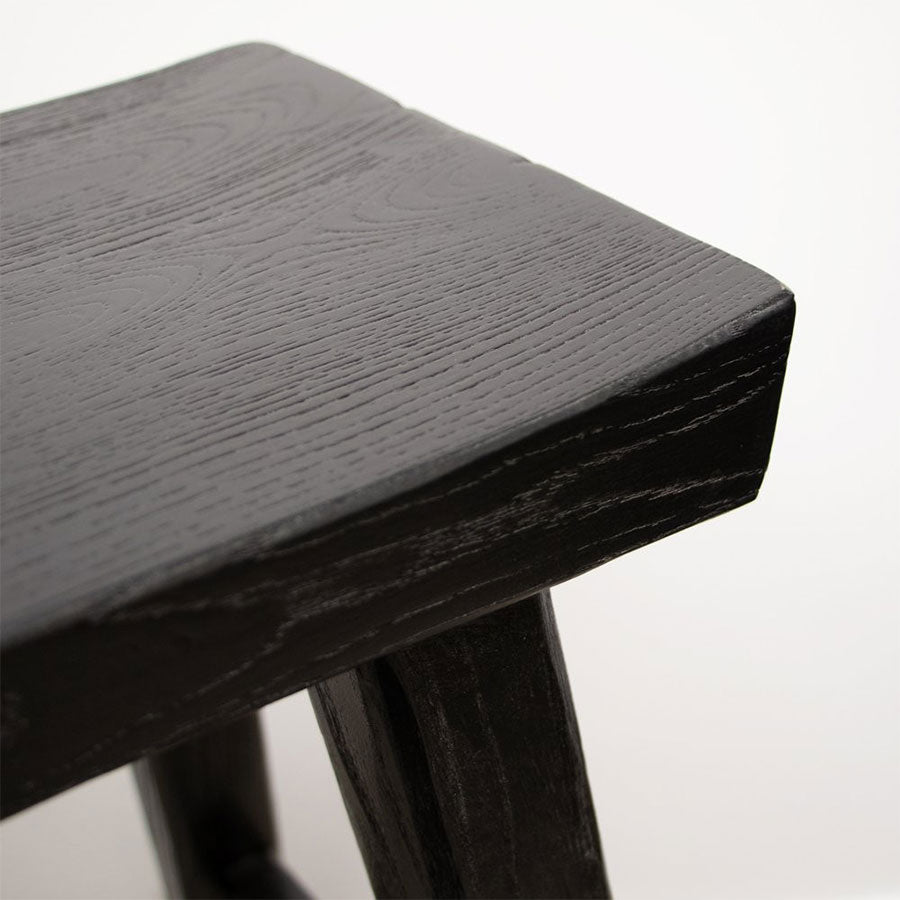 Parq barstool in black crafted from vintage elm