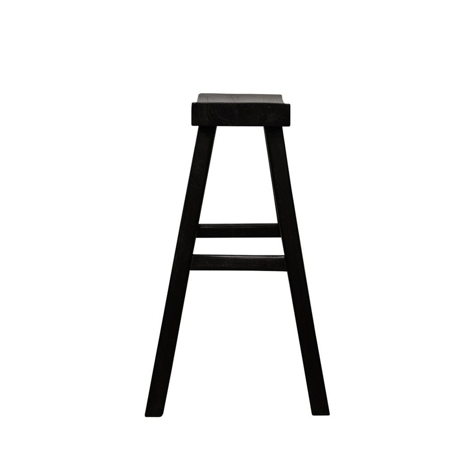 Parq barstool in black crafted from vintage elm