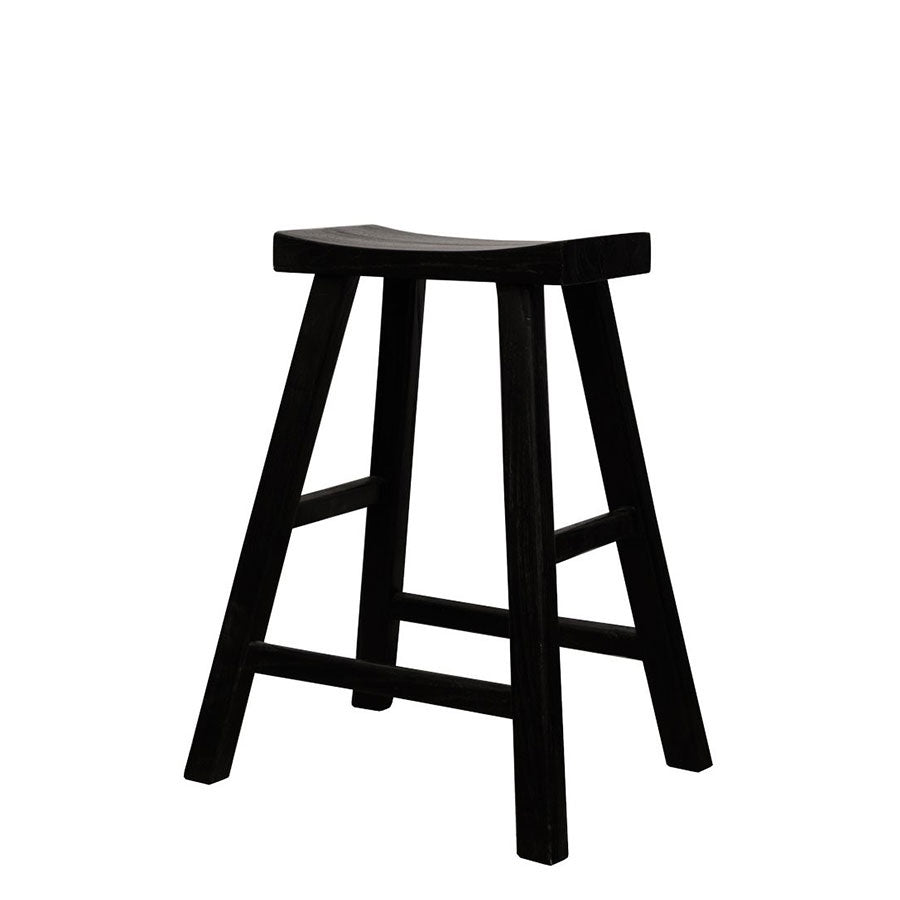 Parq barstool in black crafted from vintage elm