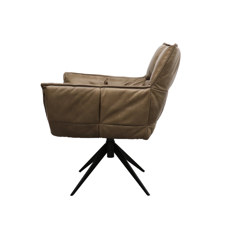 Dallas swivel armchair in brown leather