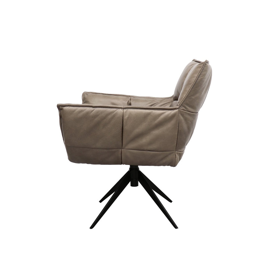 Dallas swivel armchair in beige leather