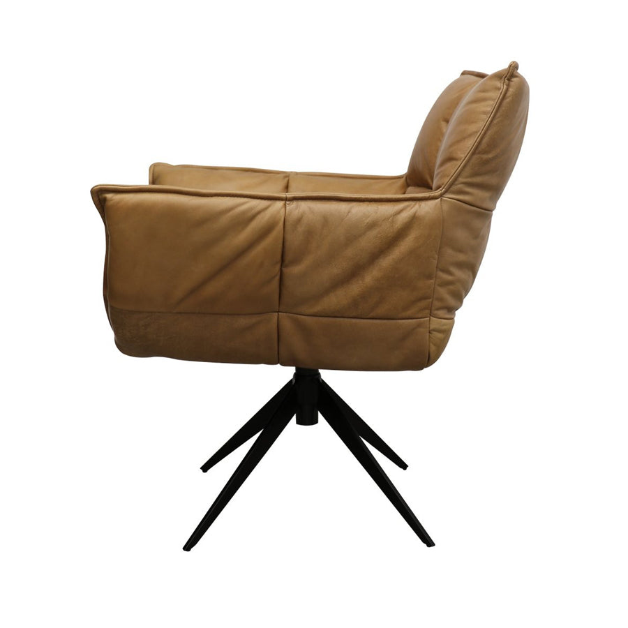 Dallas swivel armchair in tan leather