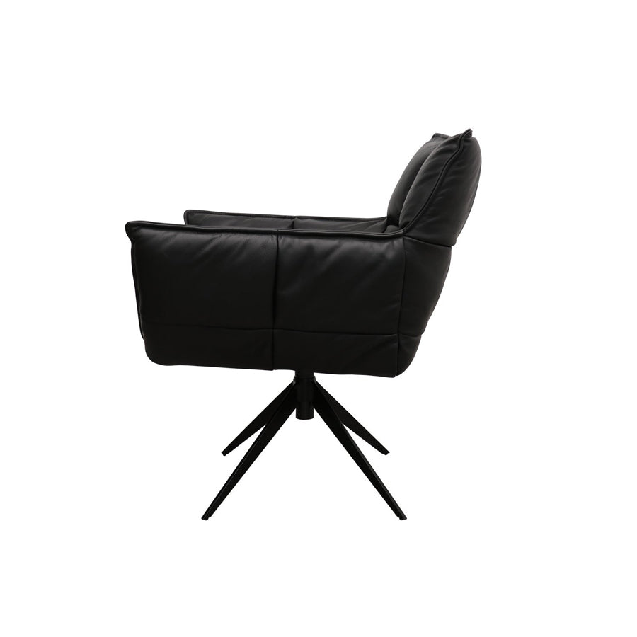 Dallas swivel armchair in black leather 