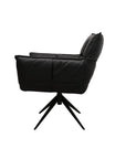 Dallas swivel armchair in black leather 