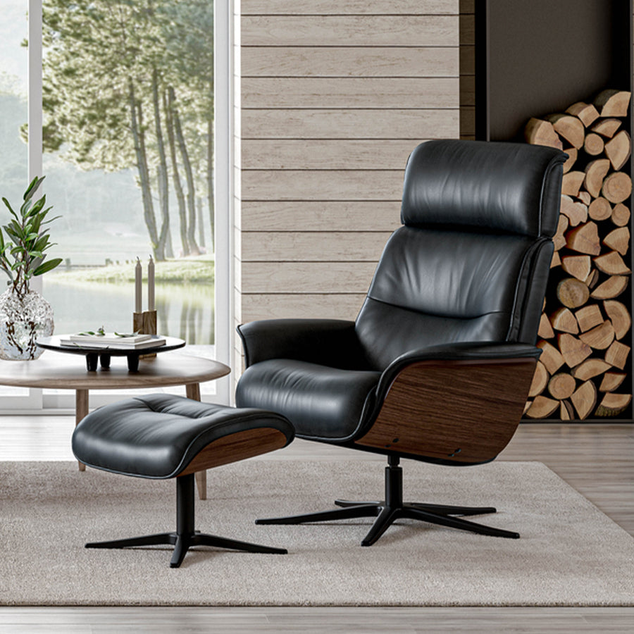 IMG space 5300 recliner & ottoman in trend tuxedo