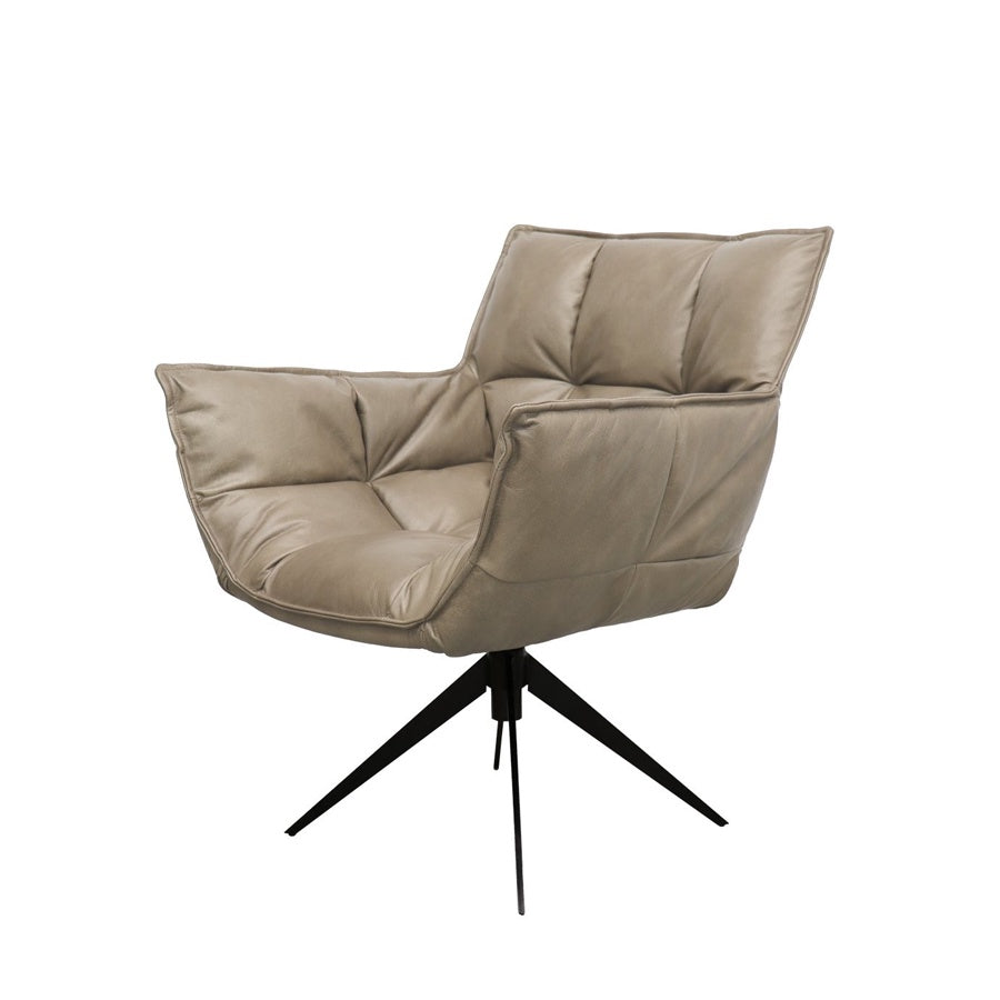 Dallas swivel armchair in beige leather