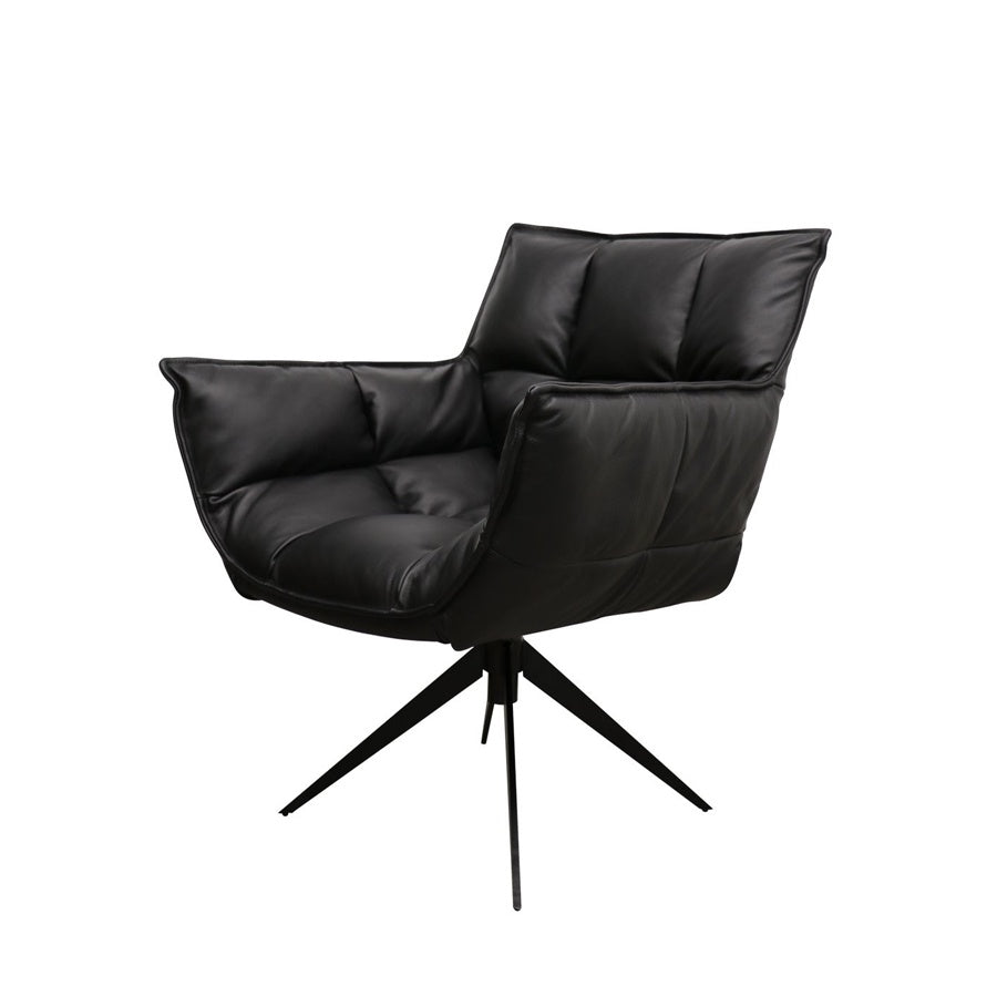 Dallas swivel armchair in black leather 