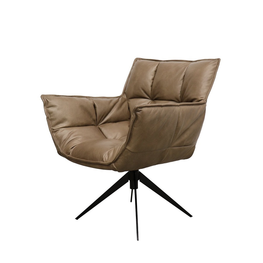 Dallas swivel armchair in brown leather