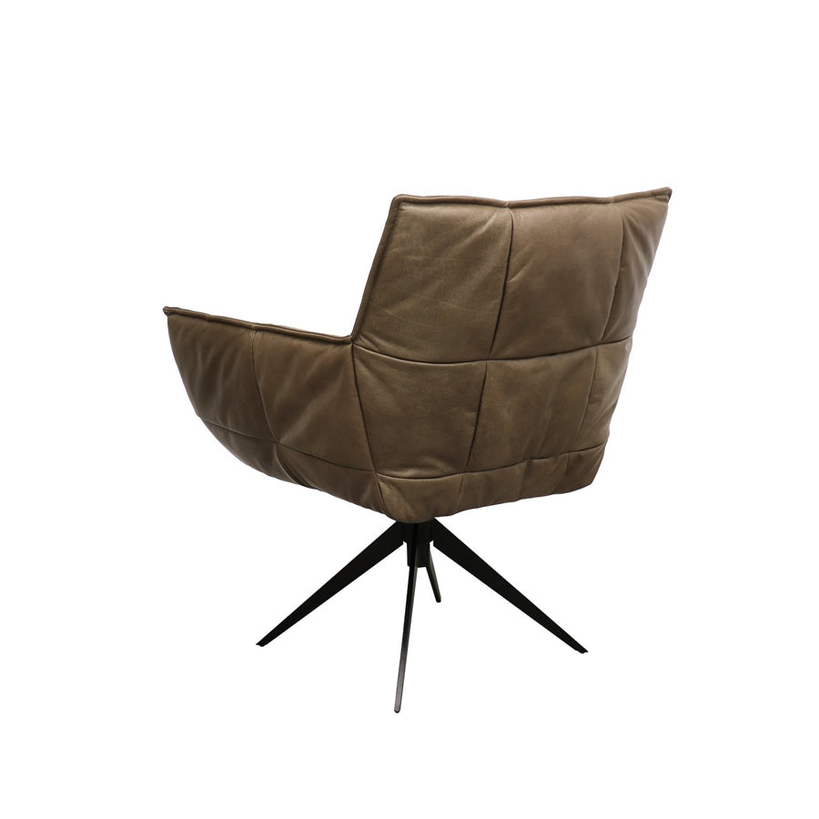 Dallas swivel armchair in brown leather