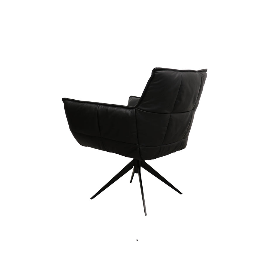 Dallas swivel armchair in black leather 