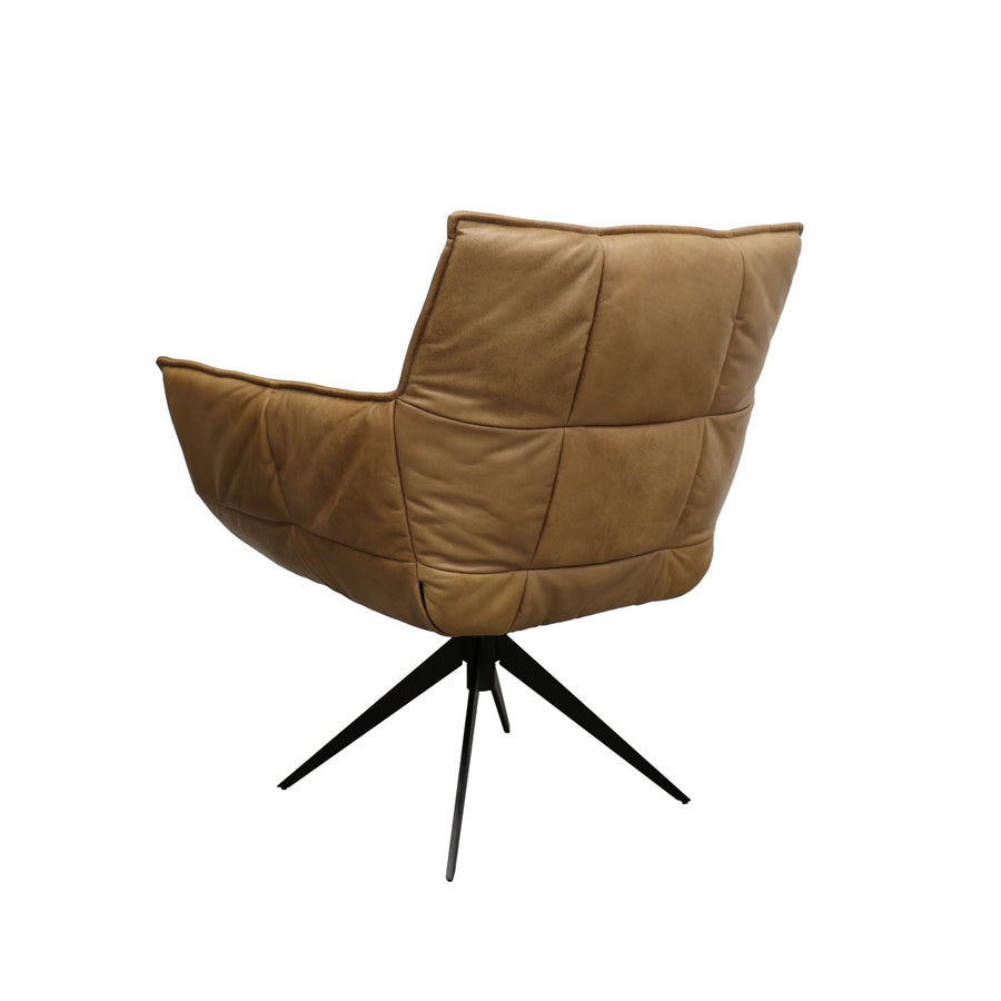 Dallas swivel armchair in tan leather