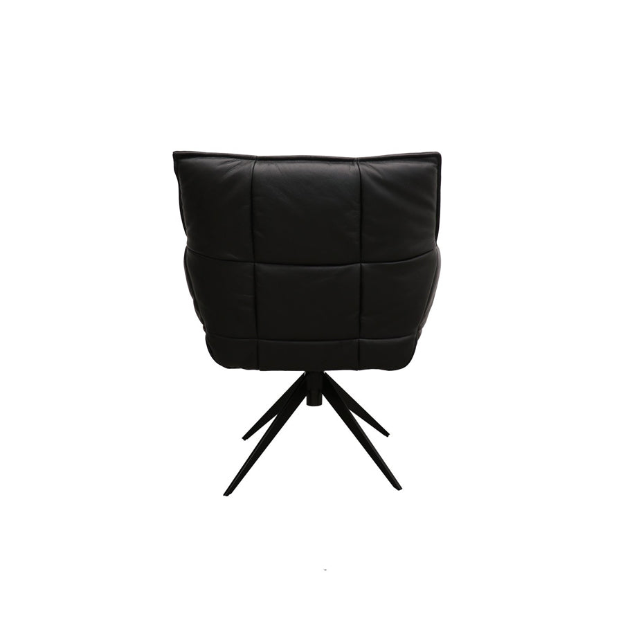 Dallas swivel armchair in black leather 