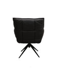 Dallas swivel armchair in black leather 