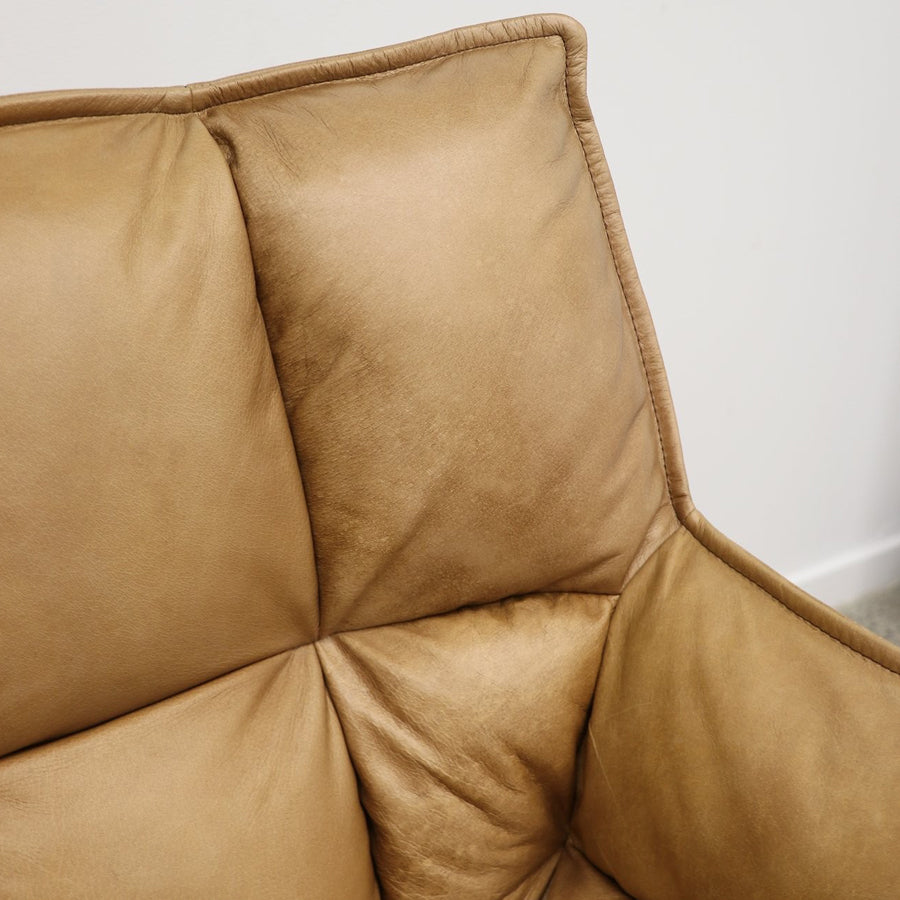 Dallas swivel armchair in tan leather